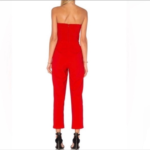 Amanda Uprichard Red Cherri deep V-neck Sweetheart Jumpsuit - Picture 2 of 16